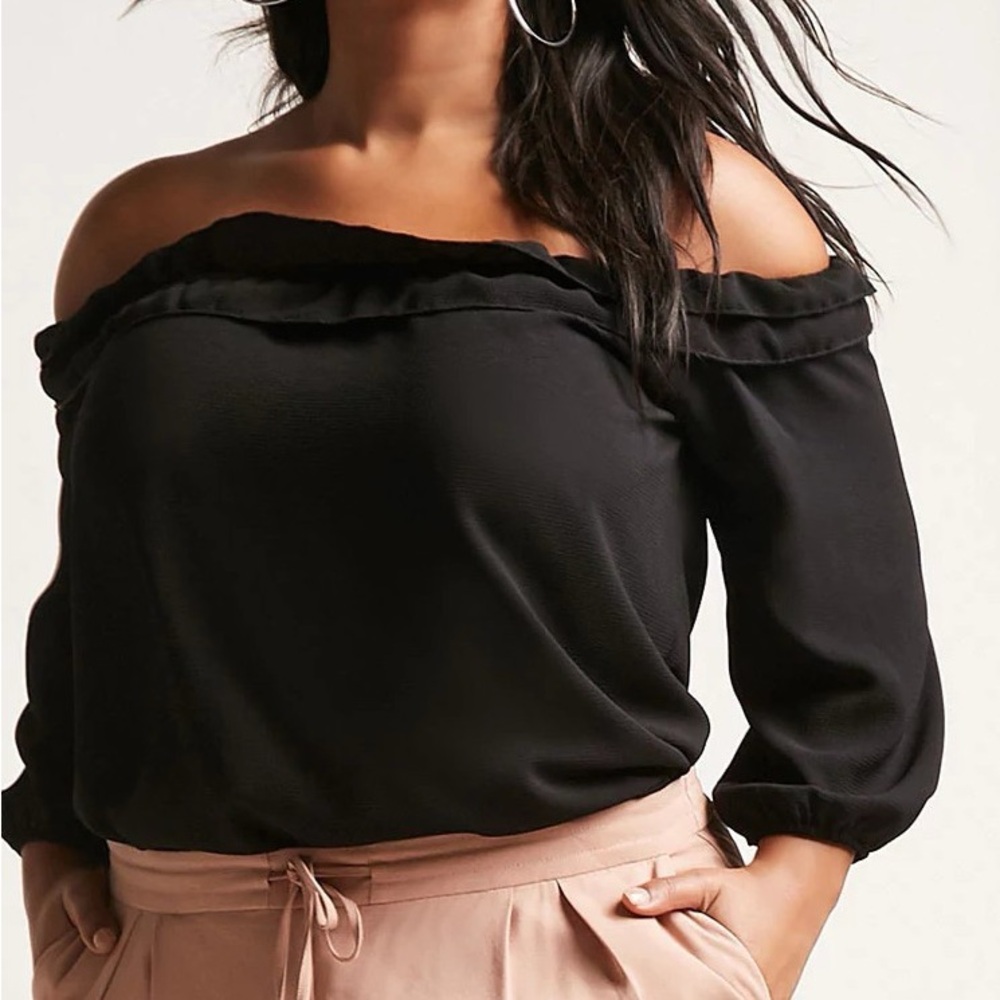 Forever 21 Charcoal Off-Shoulder Top